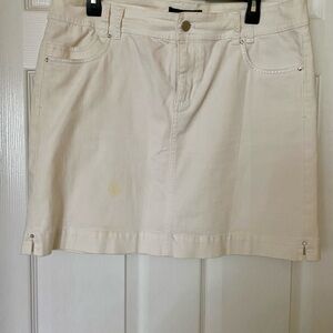 White House Black Market Ivory Skirt with Metal Accents